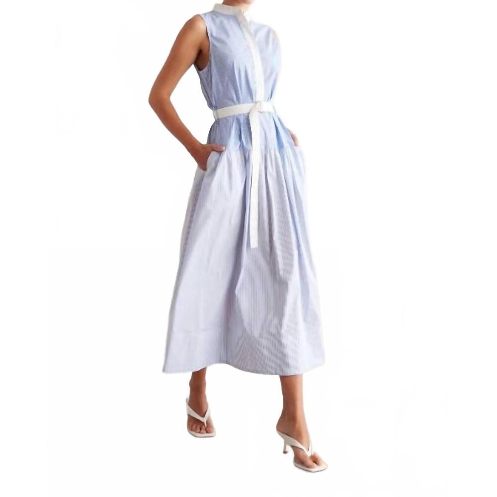 NEW JS71 zelma stripe midi dress in blue white